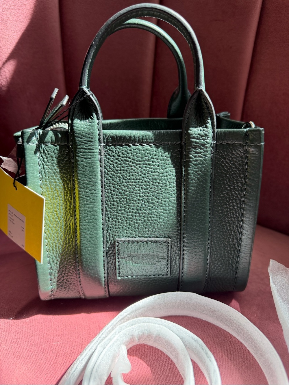 Marc Jacobs Mini Tote Bag in Deep Green Pebbled Leather - Picture 2 of 7